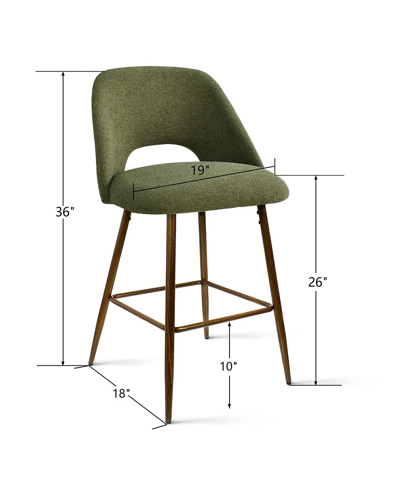 Set of 4 Counter Height Stools, Modern Kitchen Island Chairs with Walnut Metal Legs-Maison Boucle