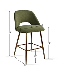 Set of 4 Counter Height Stools, Modern Kitchen Island Chairs with Walnut Metal Legs-Maison Boucle