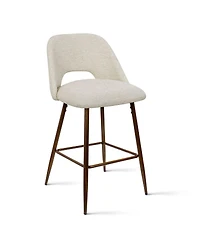 Set of 4 Counter Height Bar Stools, Mid-Century Modern Chairs with Walnut Wood Legs and Backrest-Maison Boucle