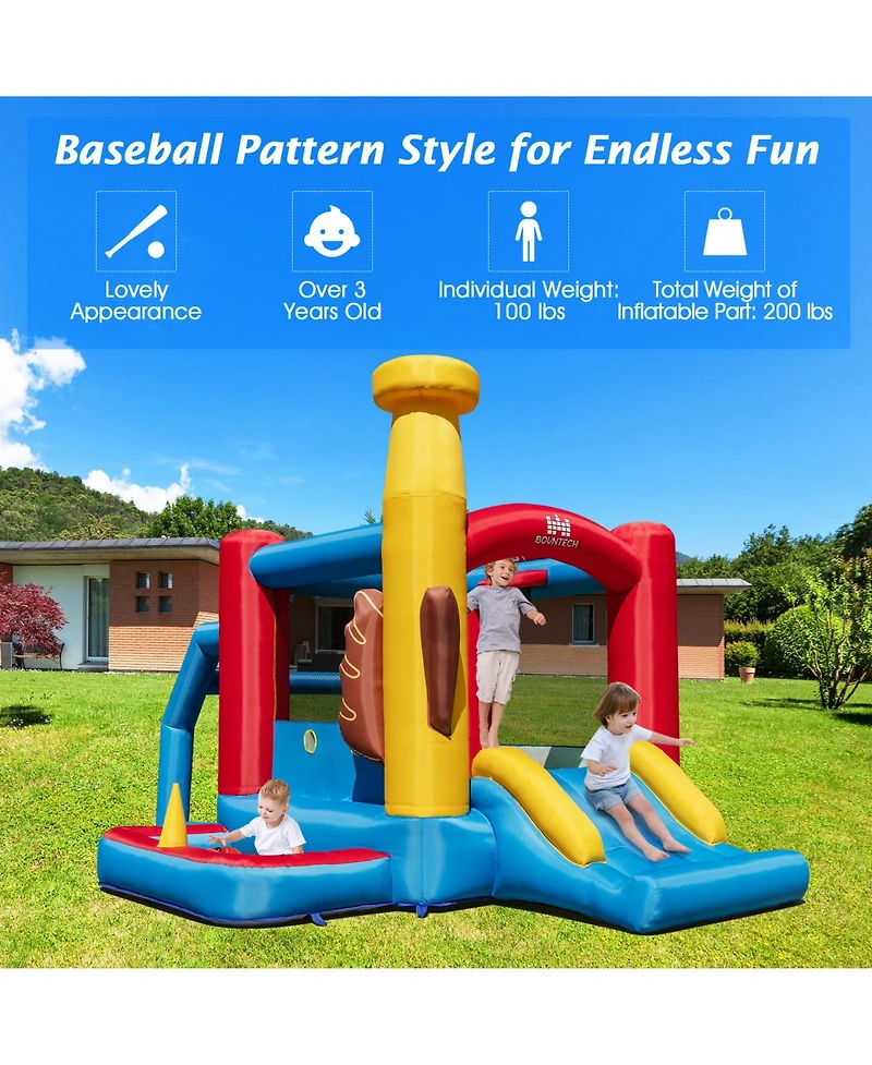 Baseball Themed Inflatable Bounce House with Ball Pit and Ocean Balls with 735W Blower
