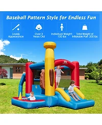 Baseball Themed Inflatable Bounce House with Ball Pit and Ocean Balls with 735W Blower