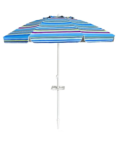 7.2 Feet Portable Outdoor Beach Umbrella with Sand Anchor and Tilt Mechanism