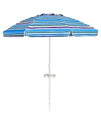 7.2 Feet Portable Outdoor Beach Umbrella with Sand Anchor and Tilt Mechanism
