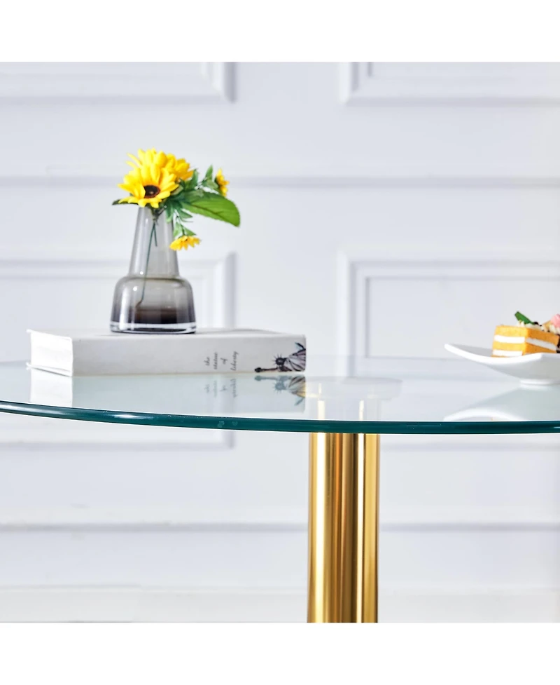 35" Glass Top Round Dining Table - Gold Legs