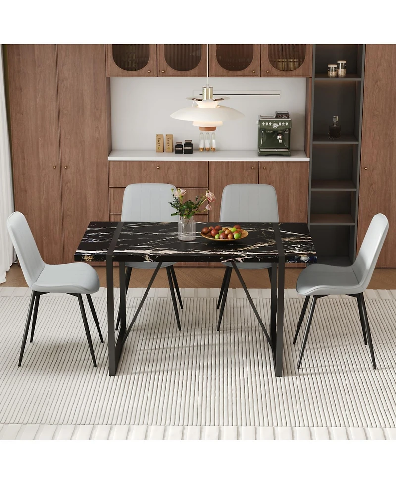 Streamdale Black Marble Dining Set 55