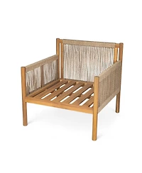 Streamdale Woven Outdoor Lounge Chair - Wood Frame, Polyester Cushions