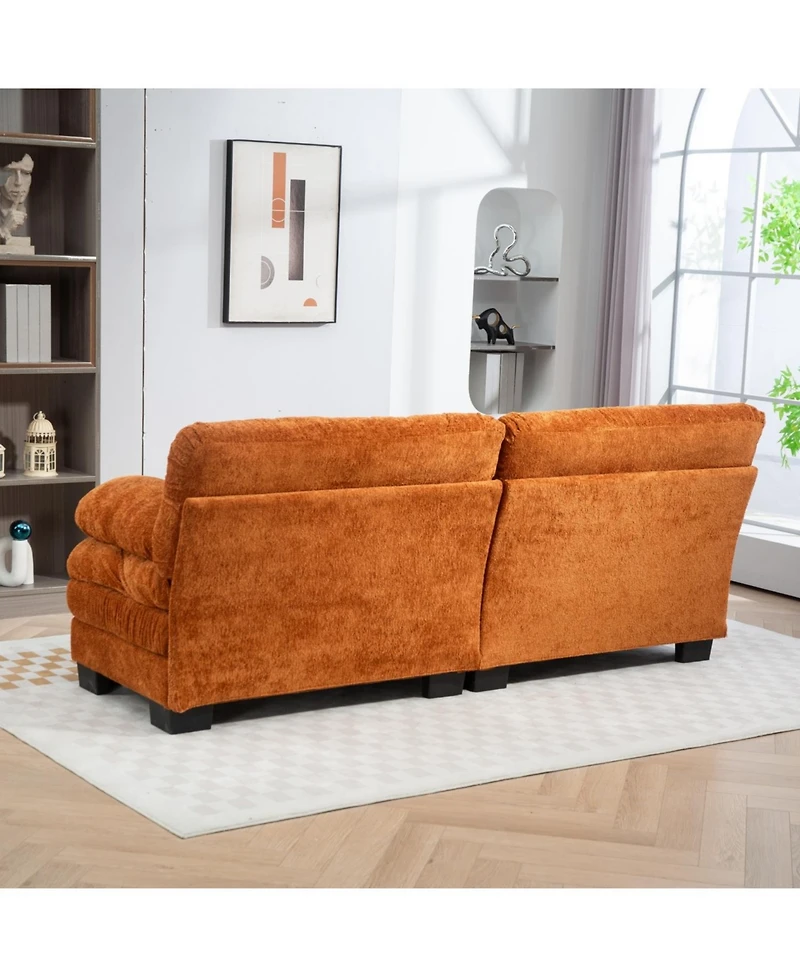 Streamdale Orange Chenille Sectional Sofa Sleeper