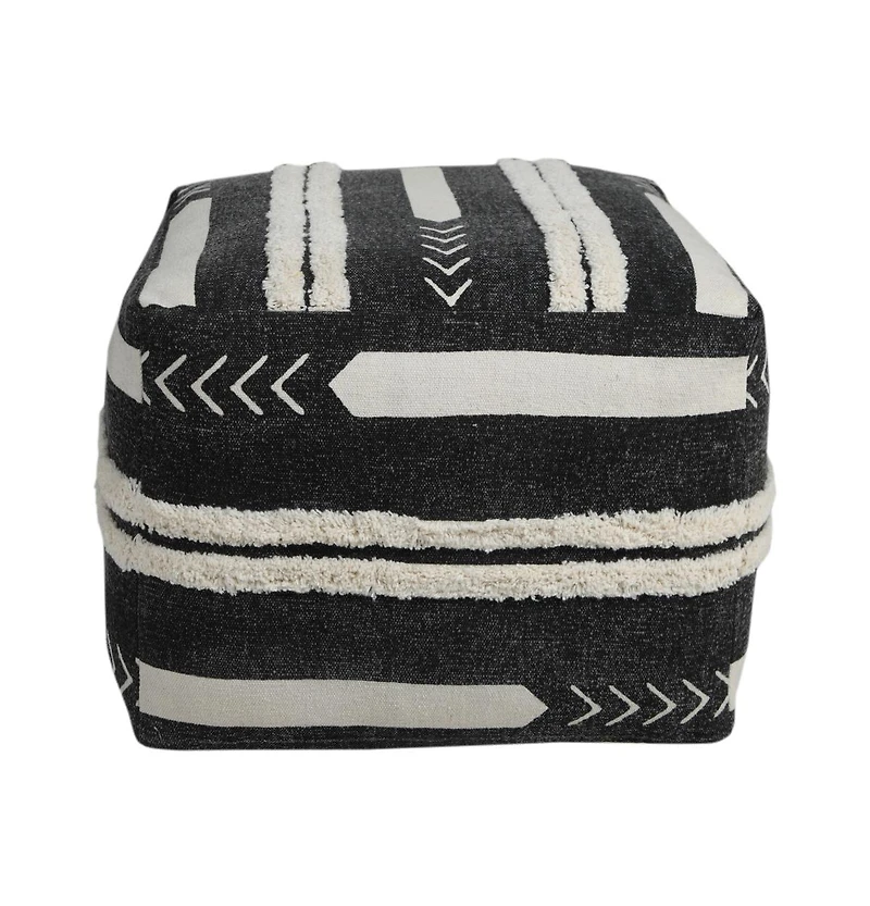 18" Black 100% Cotton Ottoman