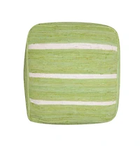 Cotton Cube Striped Pouf Ottoman for Living Room Seating and Decor