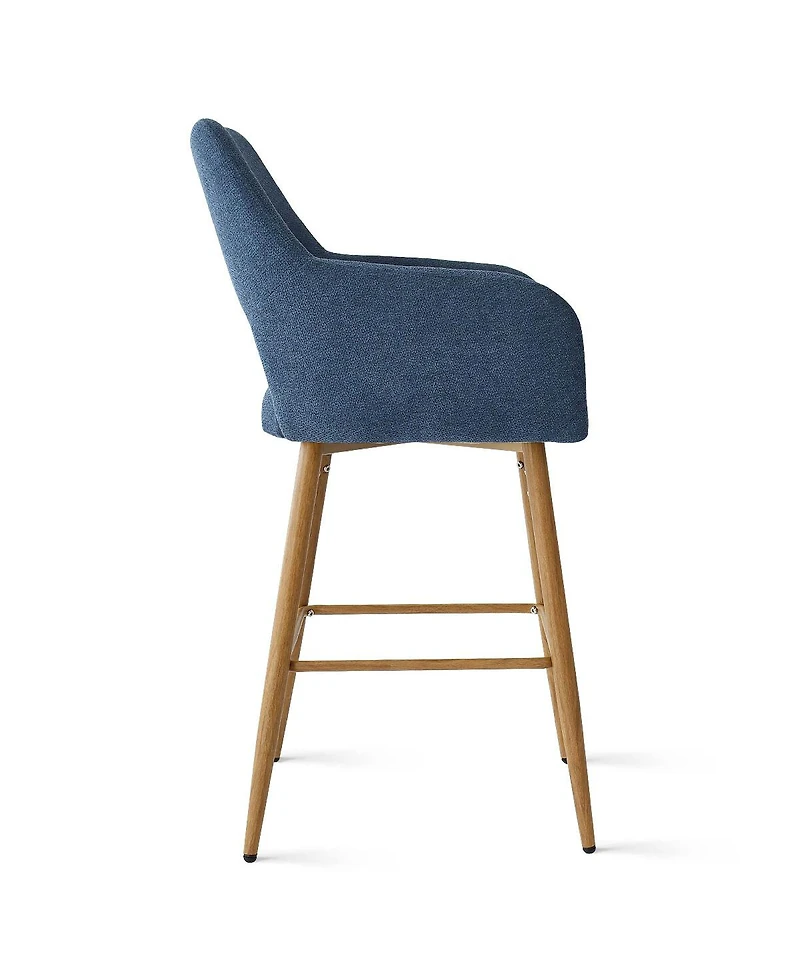 Set of 4 Upholstered Counter Height Stools with Armrests, 25.5'' Chairs for Kitchen Island-Maison Boucle