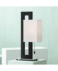 360 Lighting Floating Square 20 1/2" High Small Modern Accent Table Lamps Set of 2 Pull Chain Black Finish Living Room Bedroom