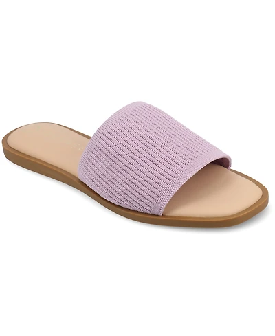 Journee Collection Women's Prisilla Single Band Slide Flat Sandals
