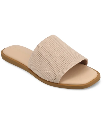 Journee Collection Women's Prisilla Single Band Slide Flat Sandals