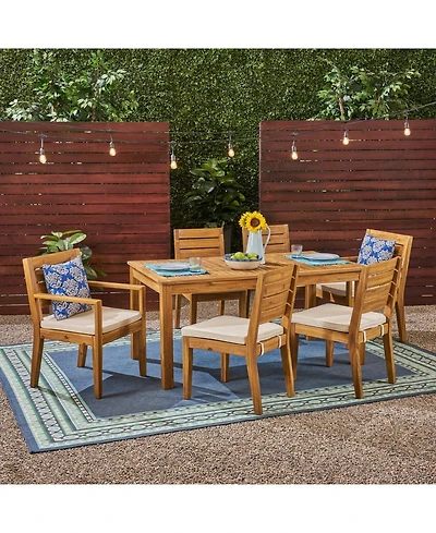 Streamdale Acacia Wood Expandable Dining Set with Cushions