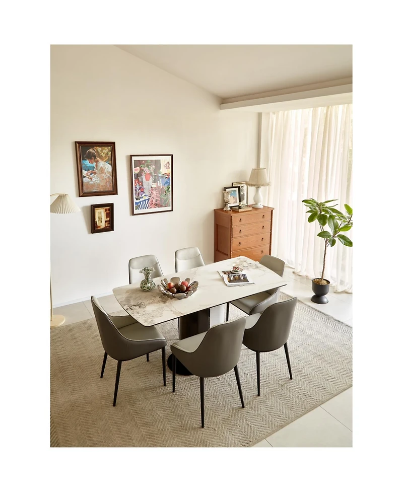 Dining Chair Modern Pu Leather Dining Room Chair with Sturdy Metal Legs, Upholstered Seat Dinner Chairs Accent Side Chairs for Indoor Kitchen Living R