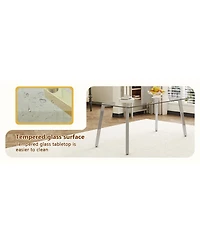 Streamdale 71" Rectangular Glass Table & 8 Black Pu Chairs