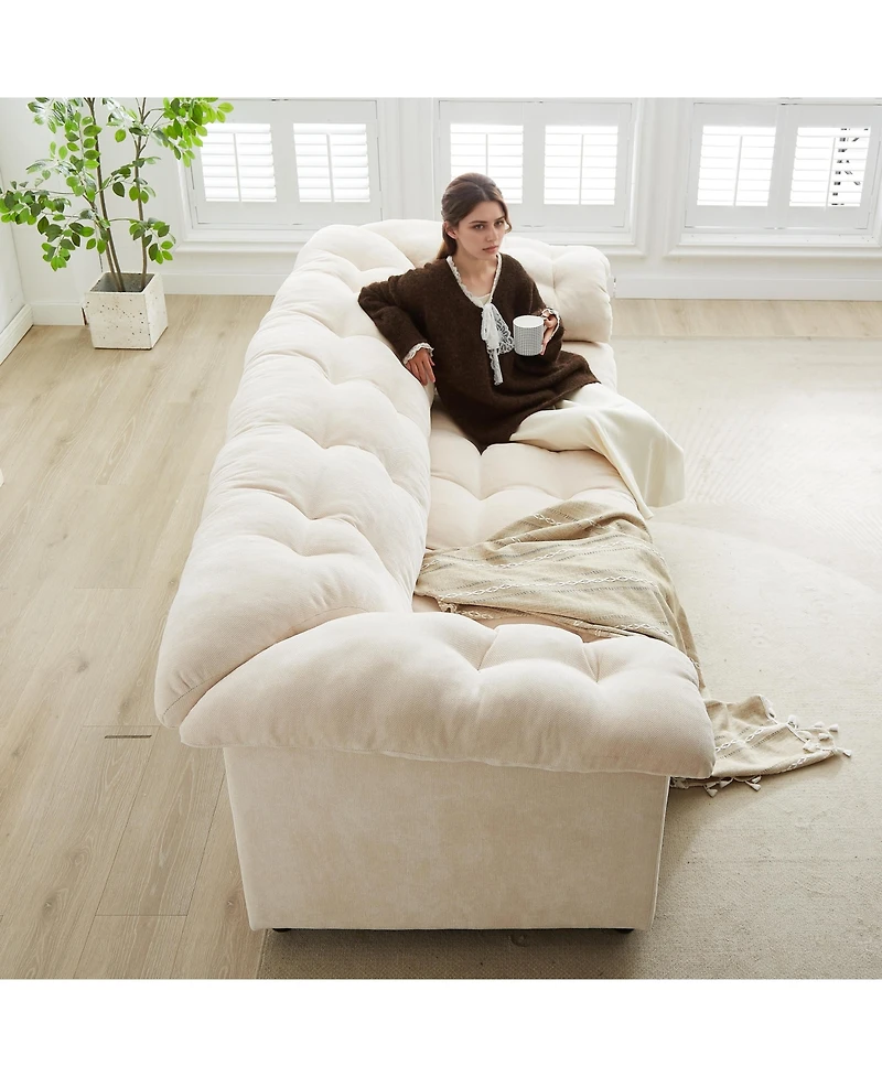 Streamdale Chenille Deep Seat Sofa - Fluffy Cloud Comfort - Beige