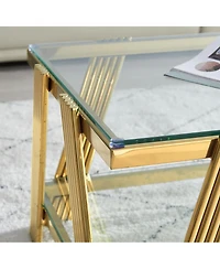 Streamdale Gold 47" Modern Glass Coffee Table with Storage