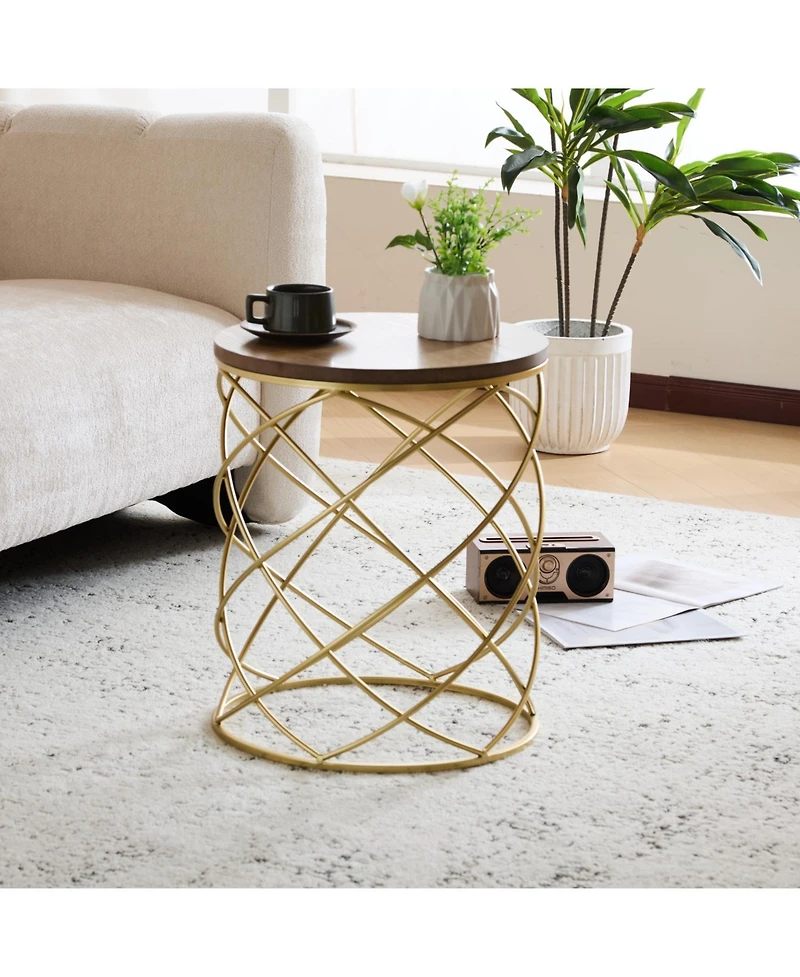 Streamdale Golden Side table (Mdf Top+ Metal Frame)