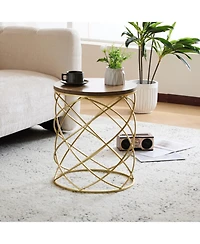 Streamdale Golden Side table (Mdf Top+ Metal Frame)