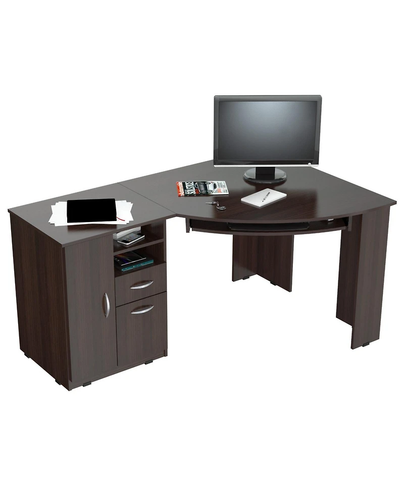 Corner Computer Desk with 2 Drawers – Space-Saving Home Office Workstation