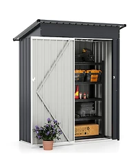 5 x 3 Feet Outdoor Storage Shed with Sloped Roof and Lockable Door-Gray