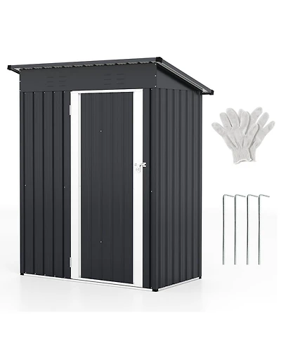5 x 3 Feet Outdoor Storage Shed with Sloped Roof and Lockable Door-Gray