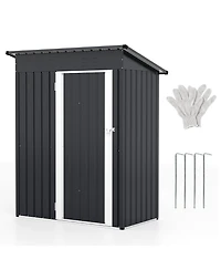 5 x 3 Feet Outdoor Storage Shed with Sloped Roof and Lockable Door-Gray