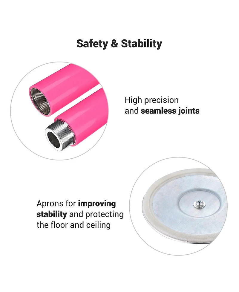 Yescom Ft Static Spinning Dancing Pole Kit 45mm Silicone Party Club Exercise Pink