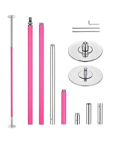 Yescom Ft Static Spinning Dancing Pole Kit 45mm Silicone Party Club Exercise Pink