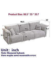 Streamdale 98.5" Beige Linen Sofa with Pillows