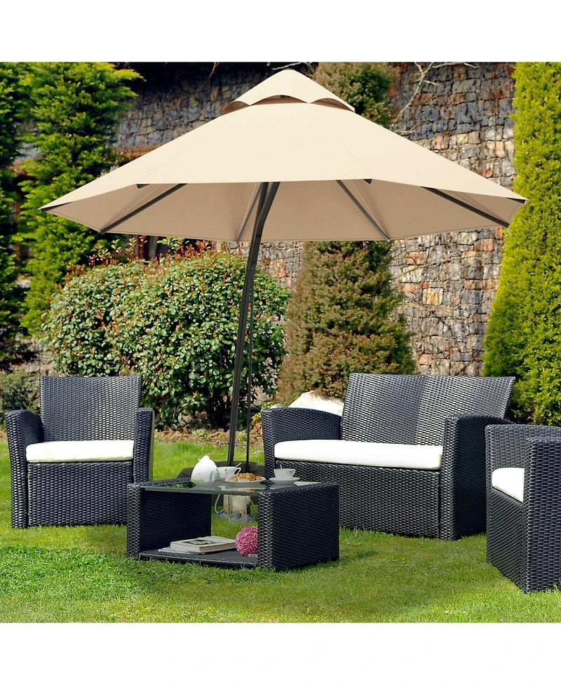 11 Feet Outdoor Cantilever Hanging Umbrella with Base and Wheels