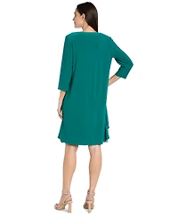 R & M Richards Women's Drape-Front Jacket and Necklace Dress Set