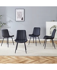 Streamdale Ergonomic Black Dining Chairs - Set of 4, Metal Legs
