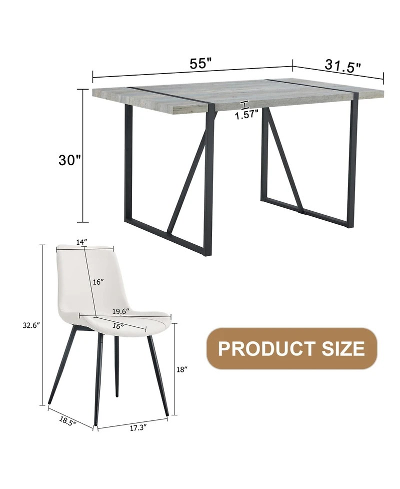 Streamdale Grey Marble Table & 6 Pu Chairs