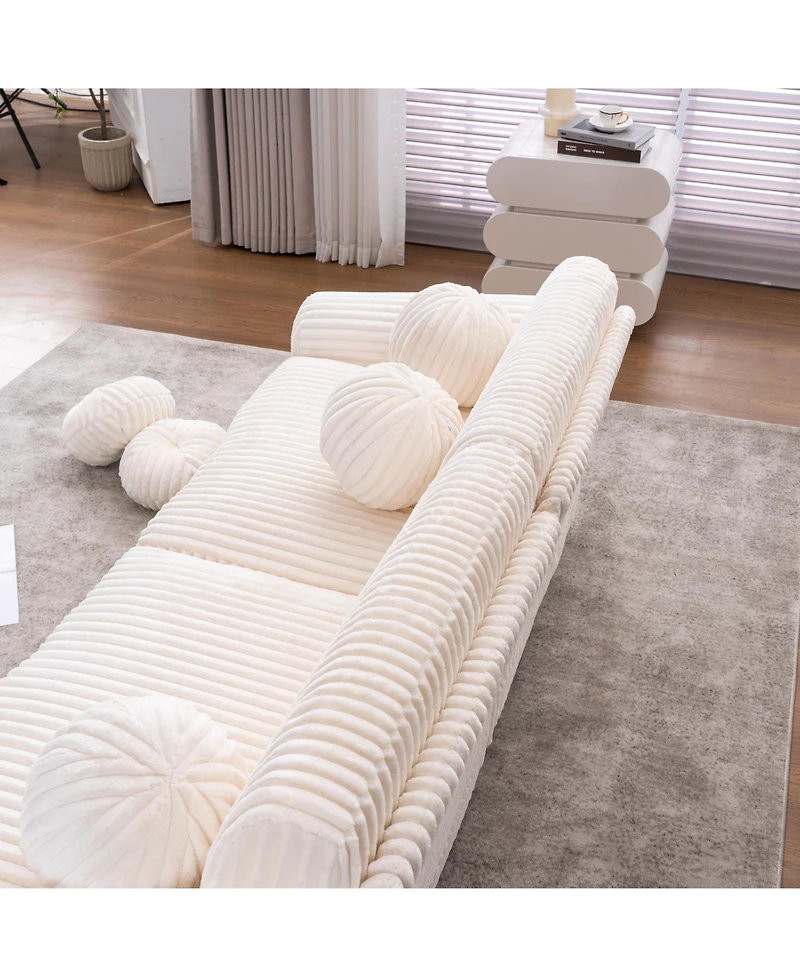 Streamdale 84" White Corduroy Sofa Couch