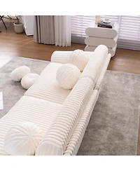 Streamdale 84" White Corduroy Sofa Couch