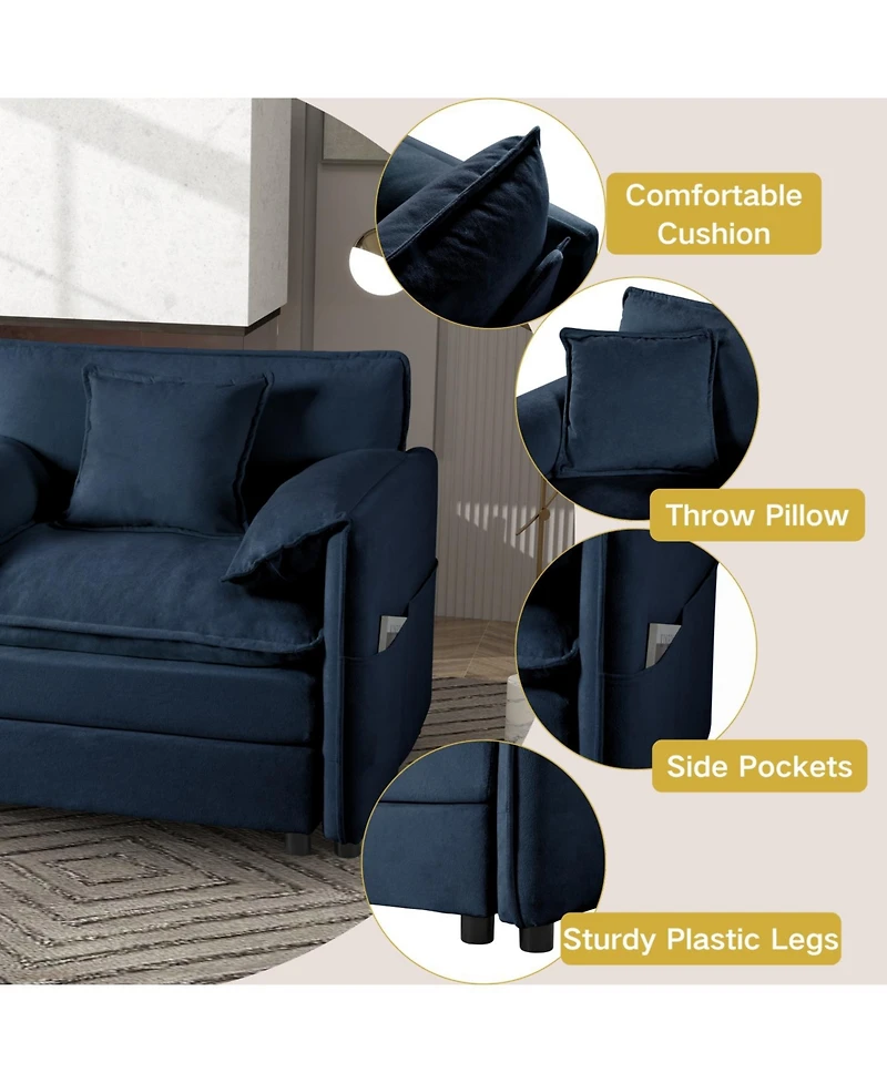 Streamdale Oversized Recliner Chair with Ottoman - Blue Chenille