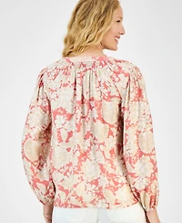 Nautica Jeans Women's Long Sleeve Floral Tunic Top