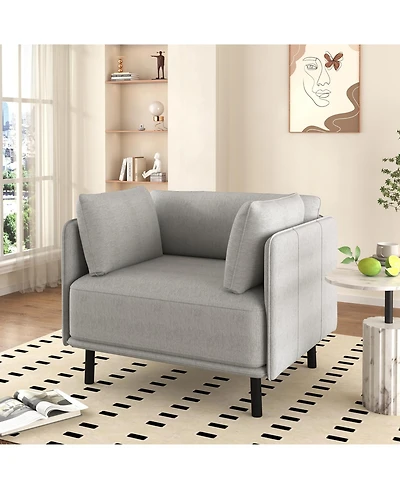 Streamdale Vintage Lounge Chair Grey Polyester, Wood Frame, Steel Legs