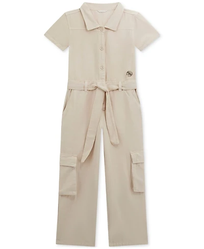 Guess Big Girls Short Sleeve Twill Jumpsuit