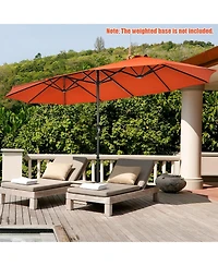 15 Feet Patio Double-Sided Umbrella with Hand-Crank System