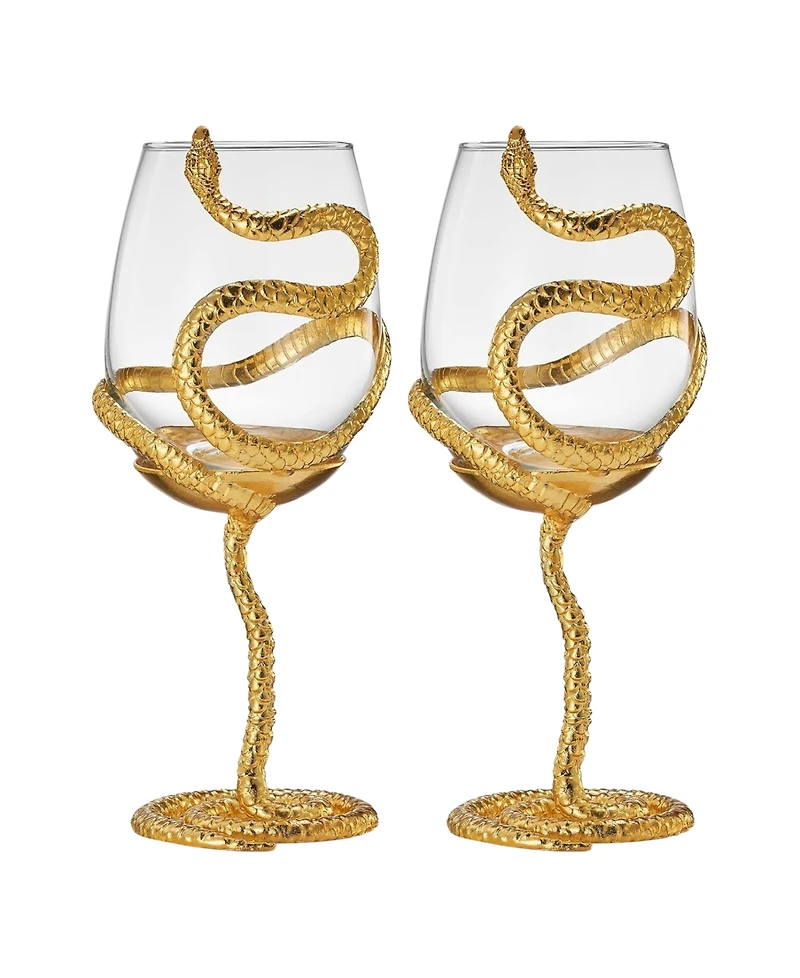 The Wine Savant Snake Stemmed Wine Glasses, Set of 2
