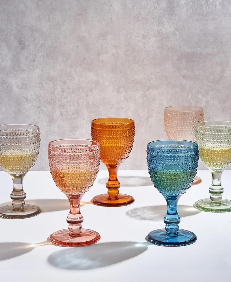 The Wine Savant Khen Vintage Hobnail Goblet Wine Glasses, Set of 6