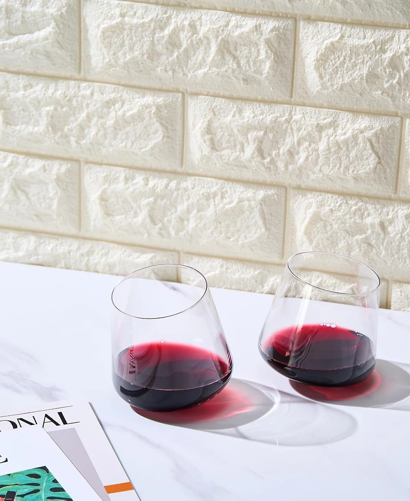 The Wine Savant Rotating Stemless Wine Glasses, Set of 2
