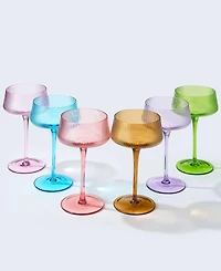 The Wine Savant Art Deco Modern Ribbed Cocktail Glasses, Set of 6