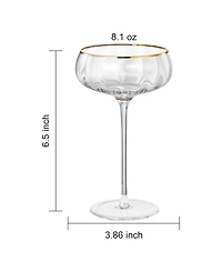 The Wine Savant Khen Vintage Ribbed Coupe Glasses, Set of 2