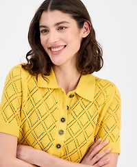 Tommy Hilfiger Women's Double Pointelle Knit Polo Top