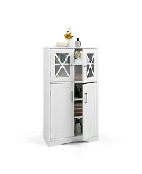 4 Doors Freeestanding Bathroom Floor Cabinet with Adjustable Shelves
