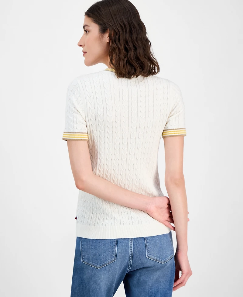 Tommy Hilfiger Women's Tipped Short-Sleeve Sweater